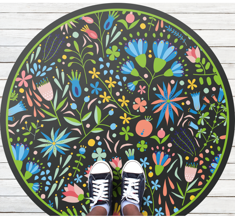Vibrant botanical print floral rug - TenStickers