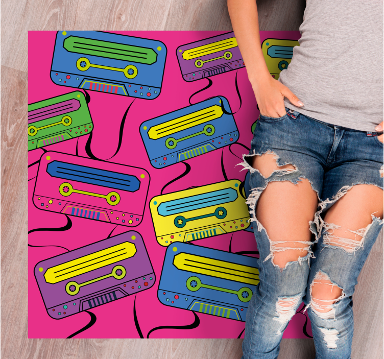 Vibrant Cassette Tapes teenage bedroom rug - TenStickers
