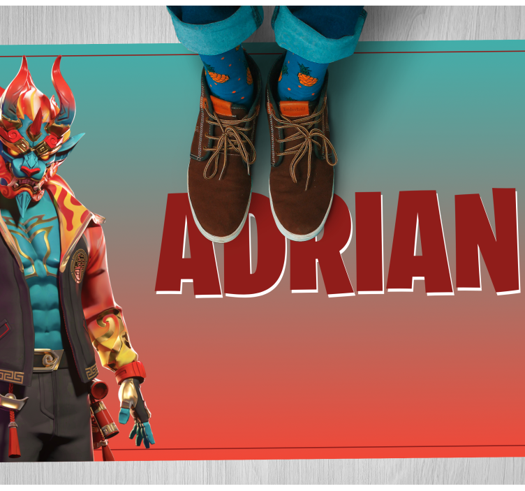 Gaming character with name teenage bedroom rug - TenStickers