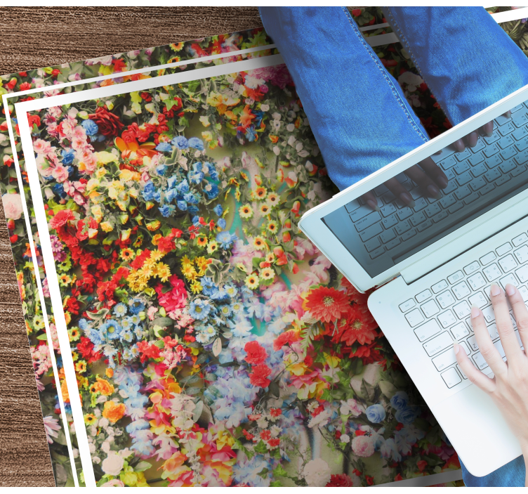 Colorful floral motif nature rug - TenStickers