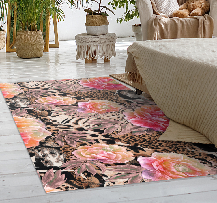 Colorful painted roses floral rug - TenStickers