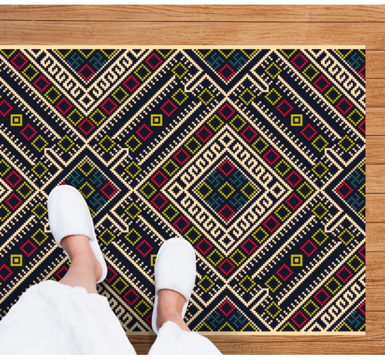 Vibrant Geometric Components ethnic rug - TenStickers