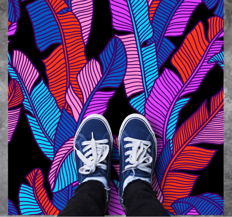 Vibrant leaf patterns floral rug - TenStickers