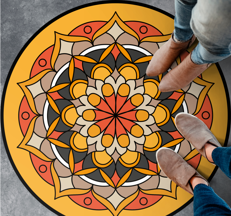 Vibrant Mandala Element circular rug - TenStickers