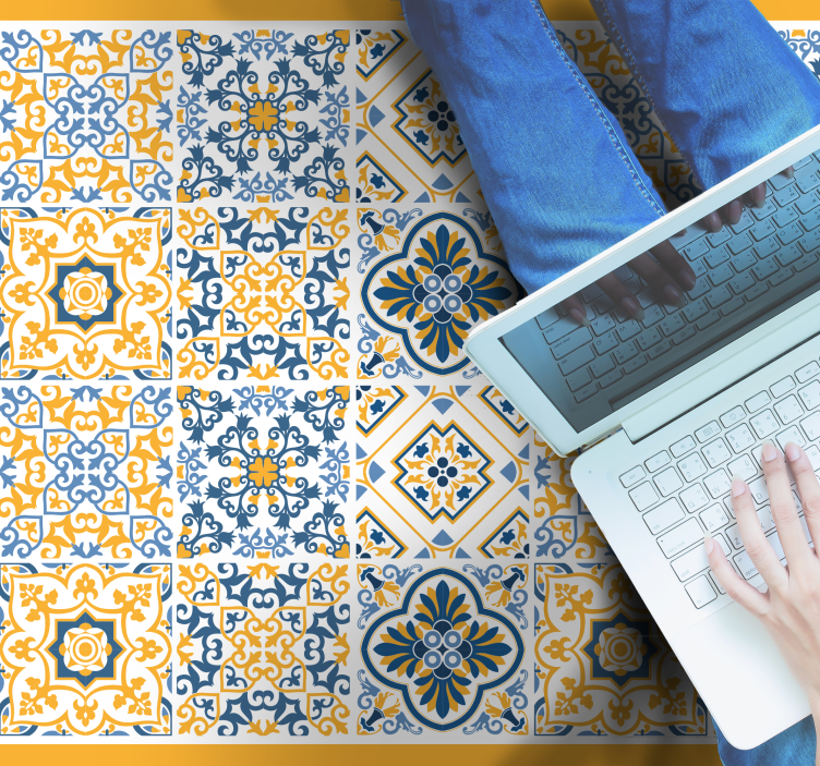 Vibrant mosaic arrangements tile carpet - TenStickers