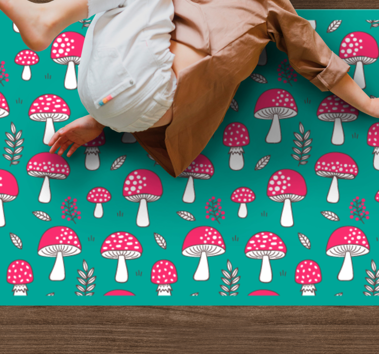 Vibrant Mushroom Motif nature rug - TenStickers