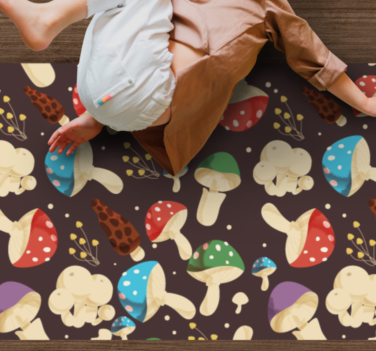 Vibrant Mushroom Motifs floral rug - TenStickers