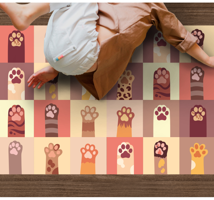Vibrant Paw Prints animal print rug - TenStickers
