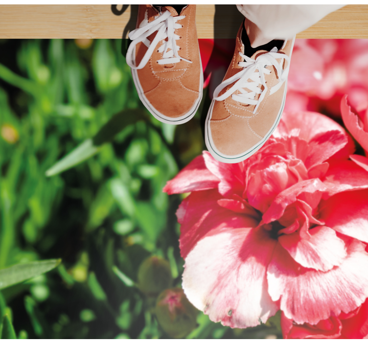 Pink blooms and grass floral rug - TenStickers