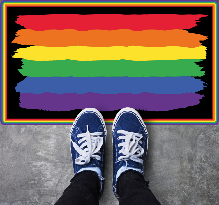 Vibrant Rainbow Lines stripes rug - TenStickers