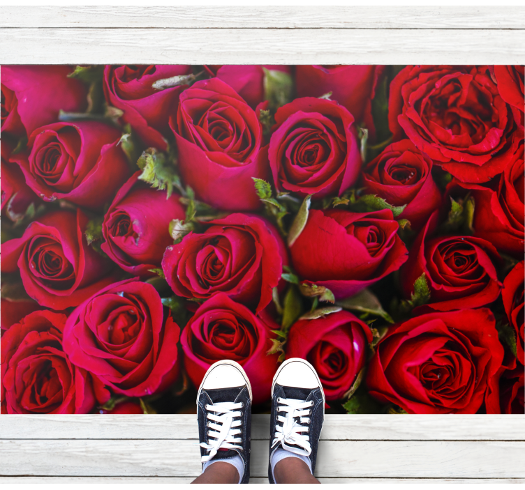Vibrant Red Roses entrance hall rug - TenStickers