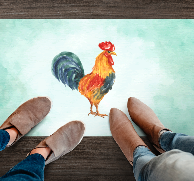 Aquarella rooster artwork animal mat - TenStickers