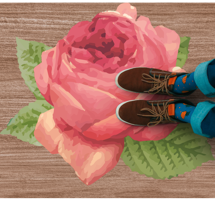 Vibrant Rose Blossom floral rug - TenStickers