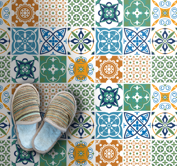 Vibrant motifs tile carpet - TenStickers