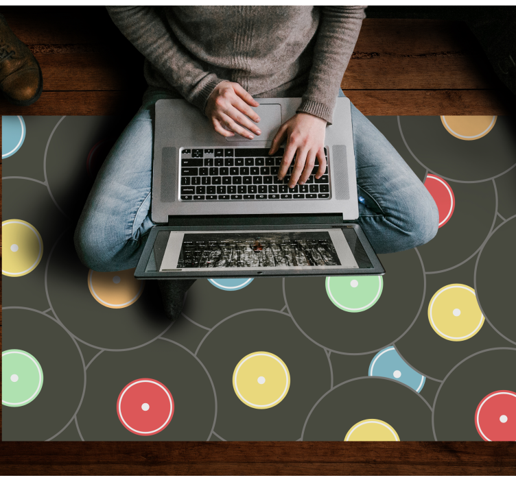 Vibrant Vinyl Discs teenage bedroom rug - TenStickers