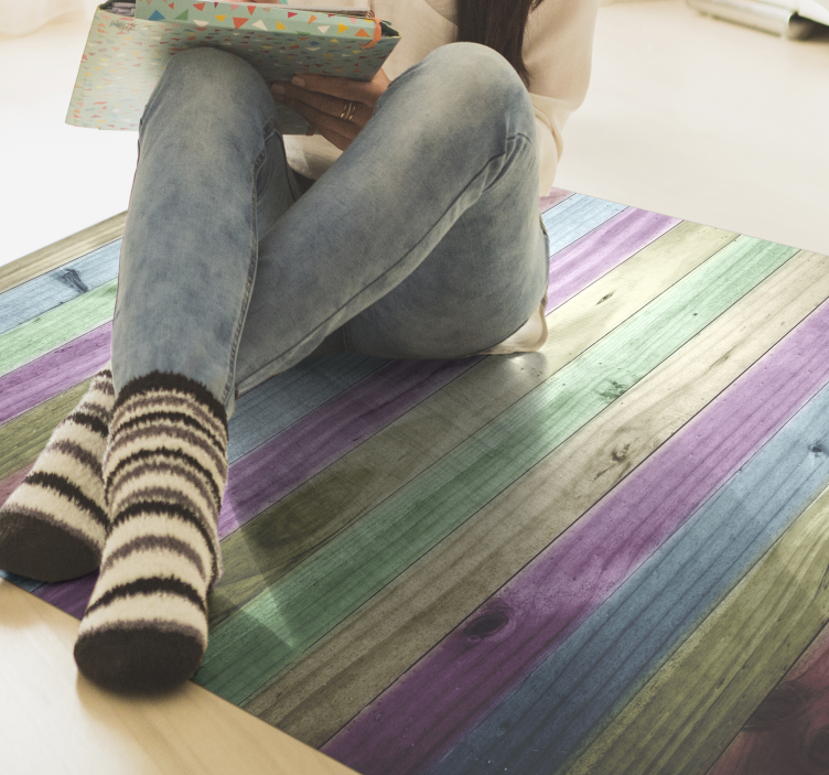 Vibrant Wooden Stripes wood effect rug - TenStickers