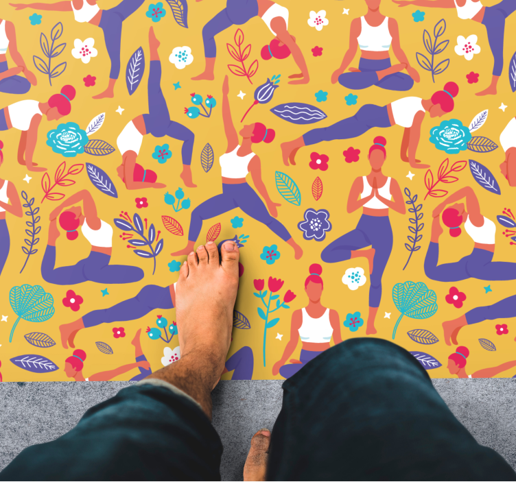 Vibrant Yoga Motifs teenage bedroom rug - TenStickers