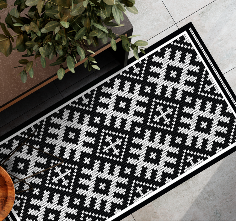 Viking Chained Squares Geometric Pattern Vinyl Rug - TenStickers