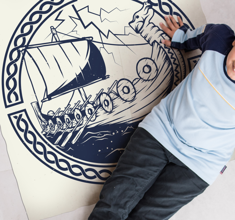 Viking Ship Motif modern rug - TenStickers