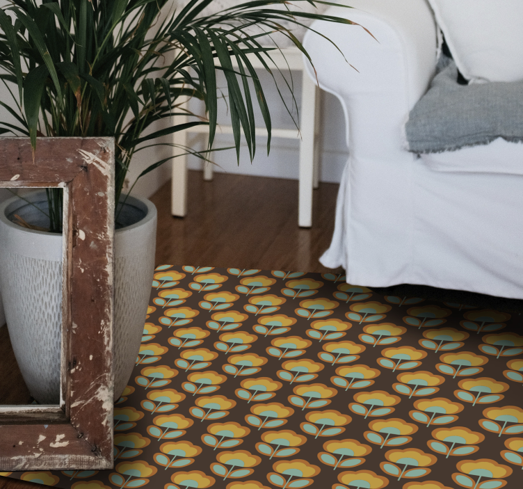 Vintage brown design floral rug - TenStickers