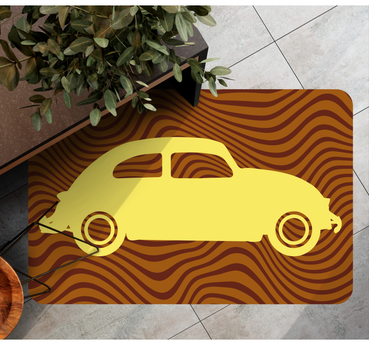 Vintage Car Silhouette road map rug - TenStickers