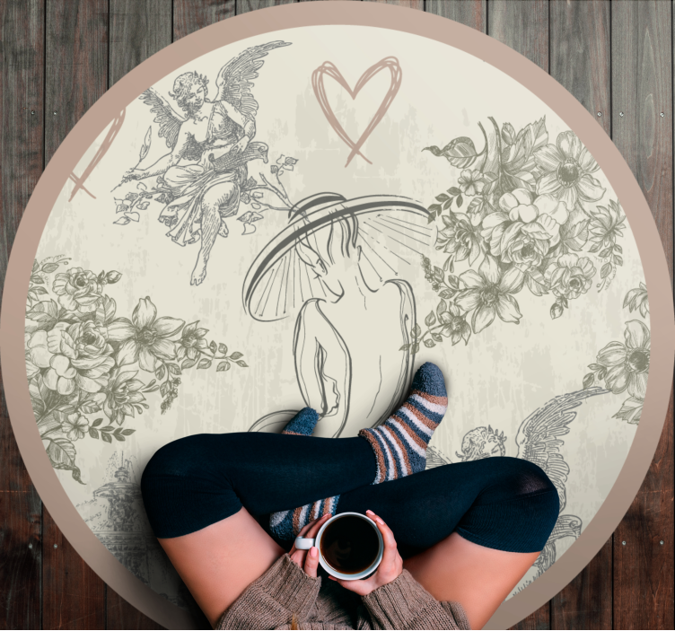 Round Celestial Floral Element circular rug - TenStickers