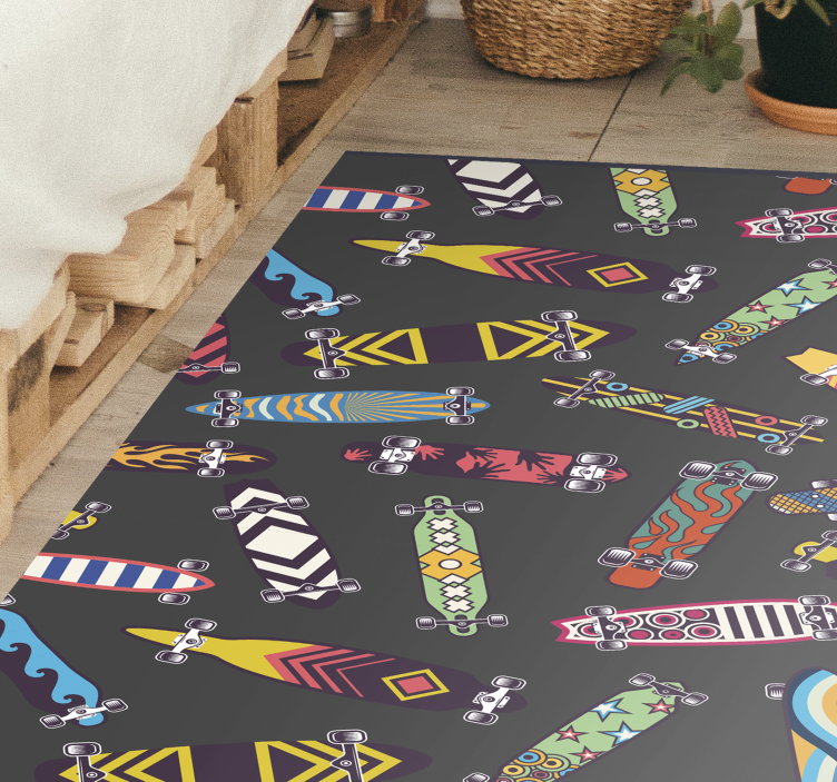 Vintage Skateboard Collection teen vinyl rug - TenStickers