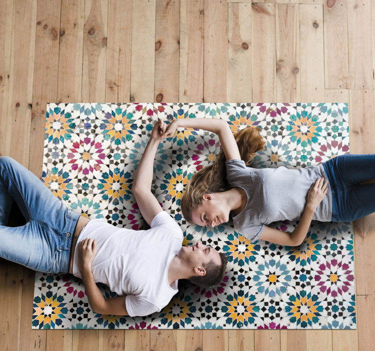 floral mosaic patterned vinyl rug - TenStickers