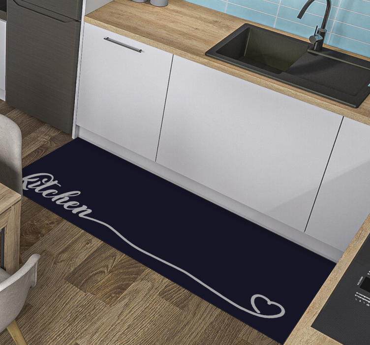 vinyl rug kitchen and heart custom rug - TenStickers