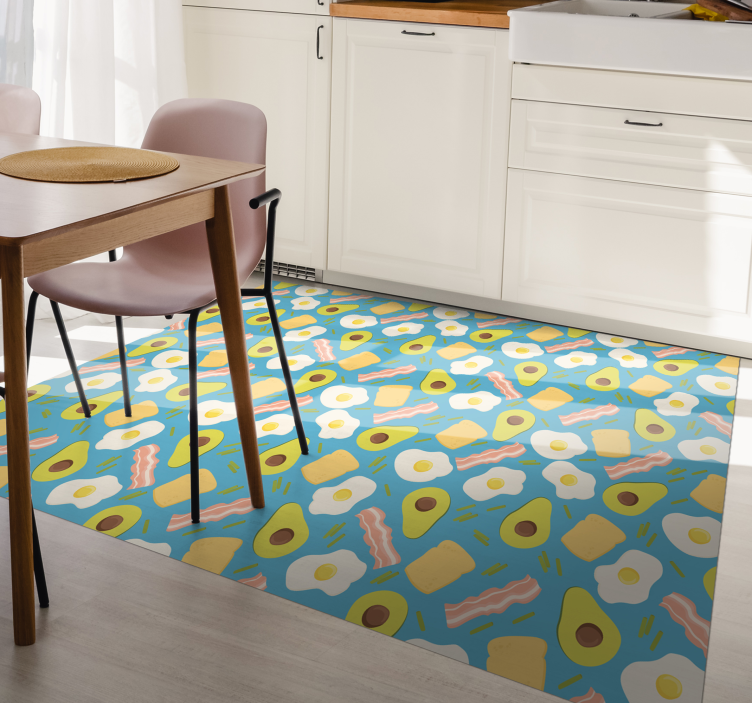 Vinyl rug kitchen avocado and egg modern rug - TenStickers
