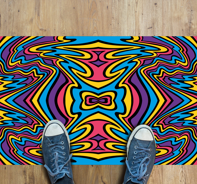 Vivid colors groovy lines modern rug - TenStickers