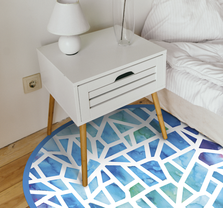 Watercolor Mosaic blue rug - TenStickers