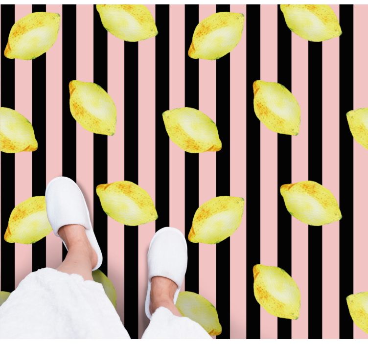 Watercolour pink lemons kitchen floor tiles - TenStickers