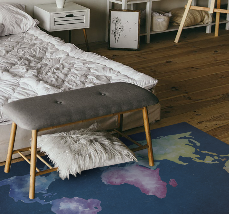 WATERCOLOUR WORLD MAP map rug - TenStickers
