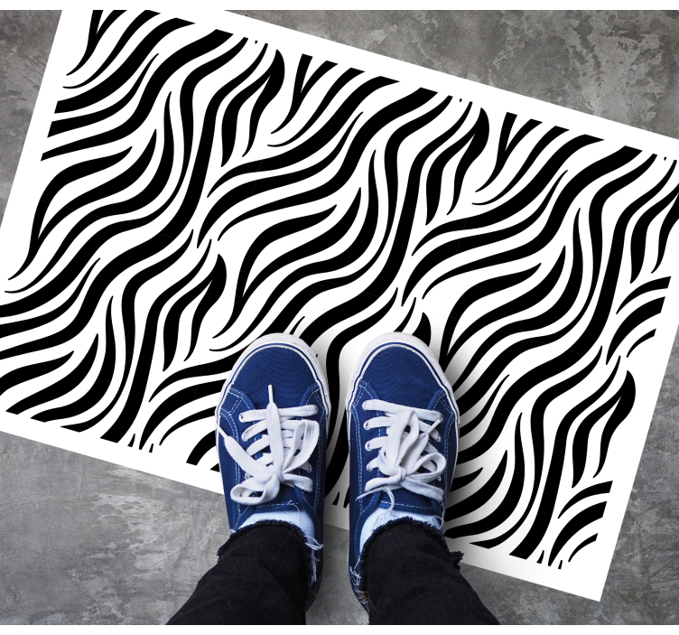 Wavy black lines animal print rug - TenStickers