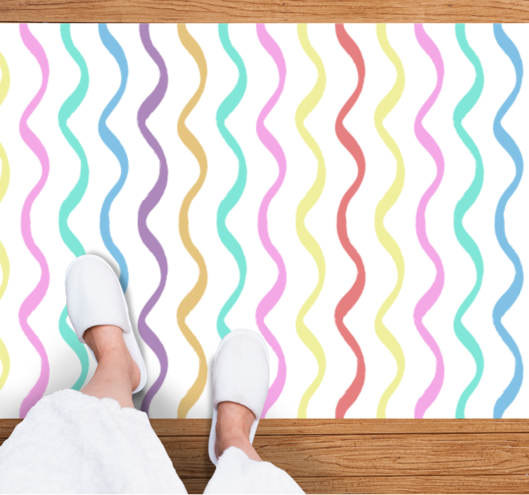 Wavy colorful lines nordic rug - TenStickers