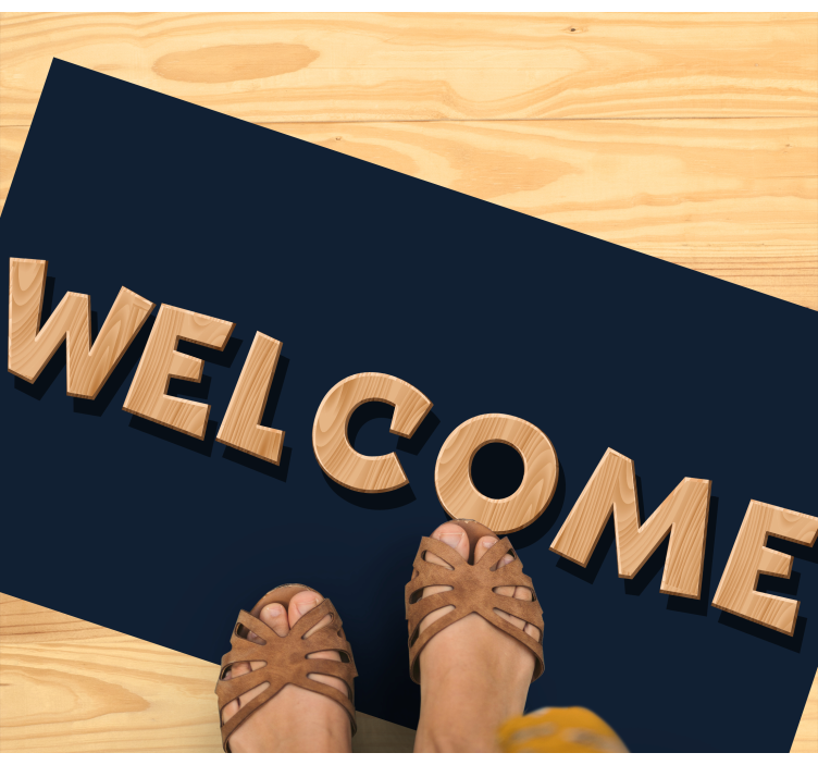 Welcome wooden sign entrance hall rug - TenStickers