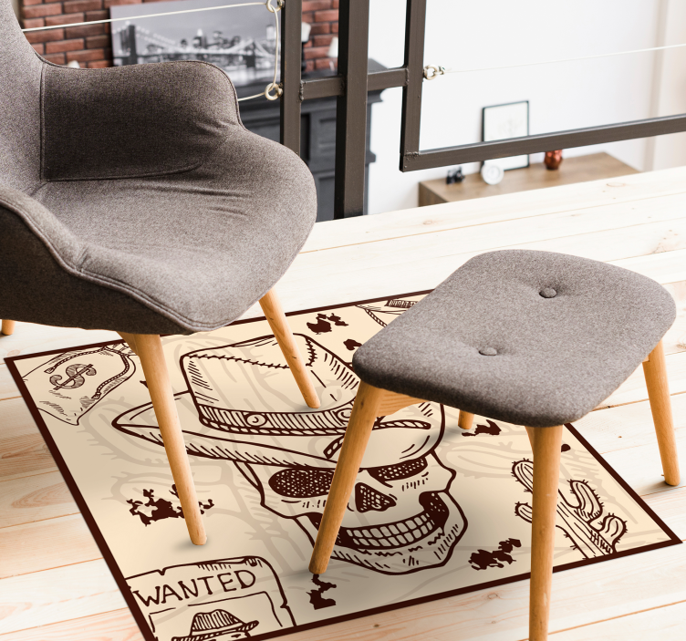 Western Themed Illustration teenage bedroom rug - TenStickers