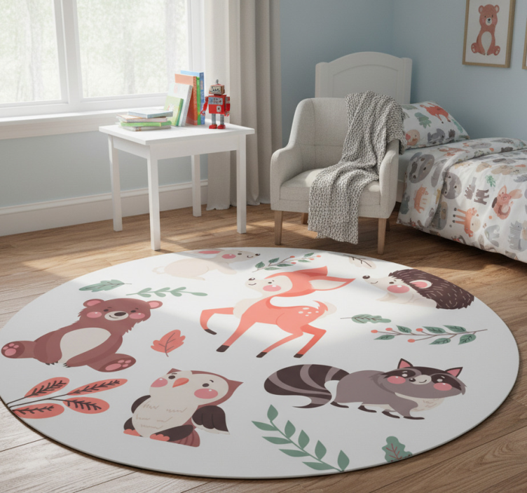 Whimsical animal companions animal mat - TenStickers