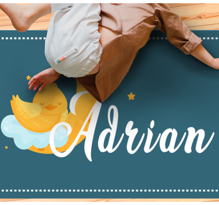 Sleeping duck with name kids rug - TenStickers
