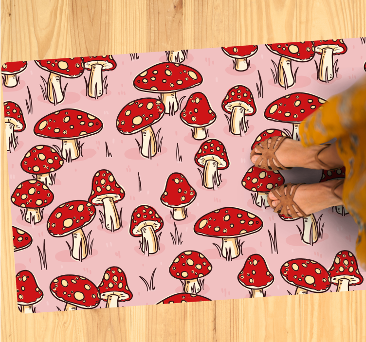 Whimsical Mushroom Pattern nature rug - TenStickers