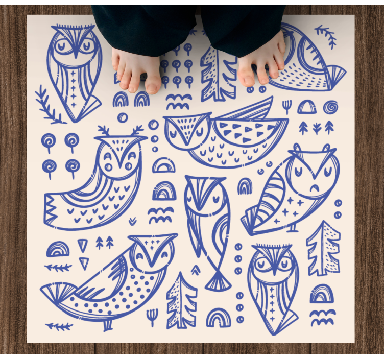 WHIMSICAL OWL PATTERNS kids carpet - TenStickers