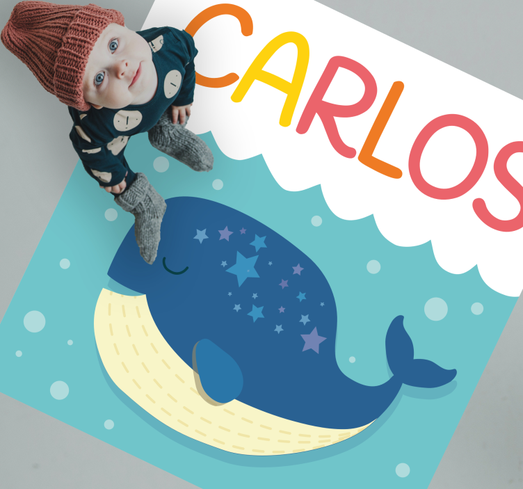 Whimsical Whale Scene custom floor mat - TenStickers