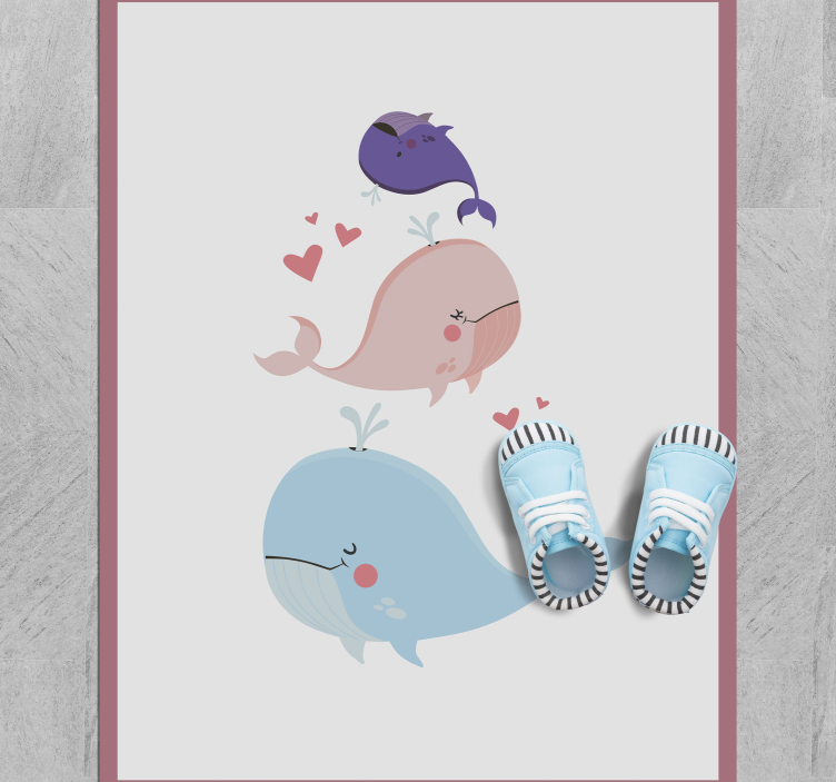 Whimsical Whales Illustration nursery rug - TenStickers