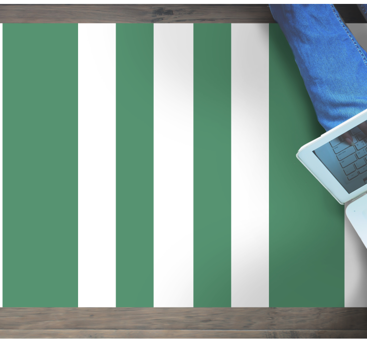 White and pistachio green stripes vinyl carpet - TenStickers
