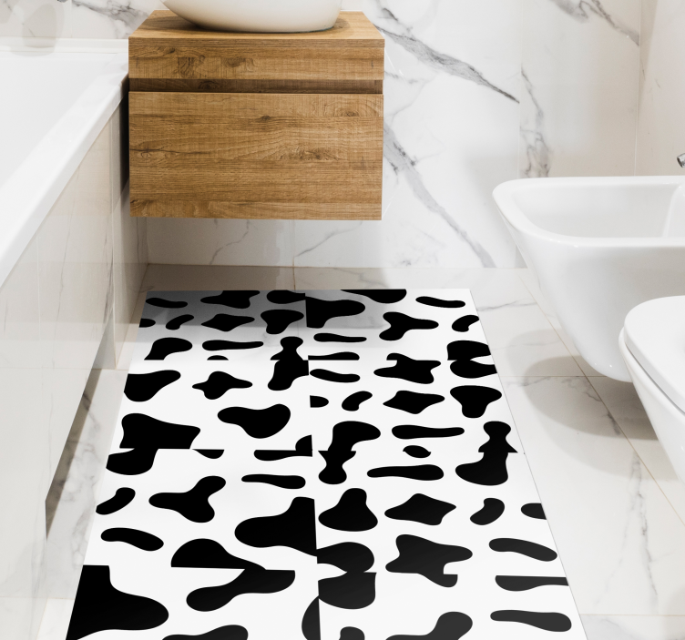 White cow tiles animal print vinyl rug - TenStickers