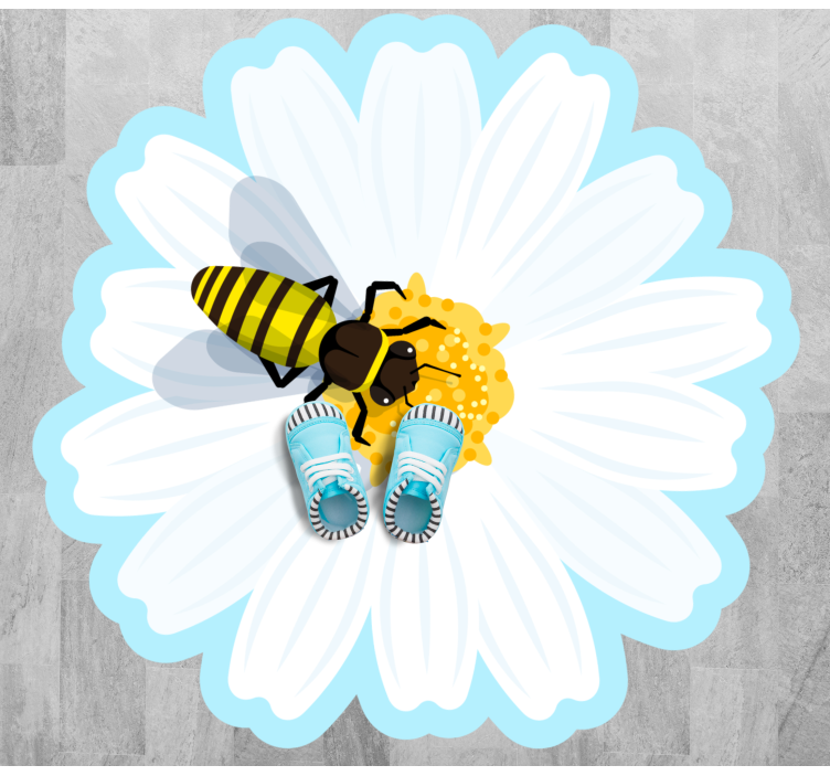 White flower with bee floral rug - TenStickers