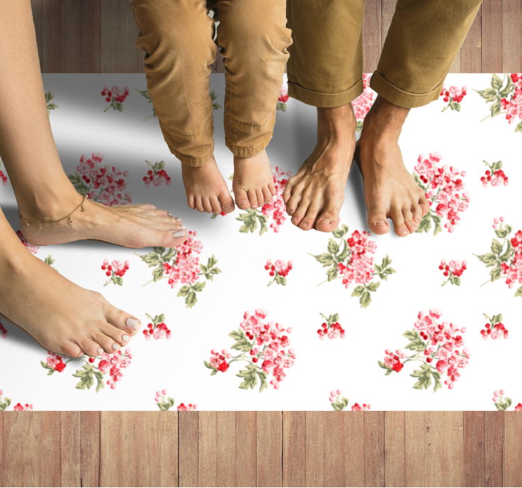 White minimalist design floral rug - TenStickers