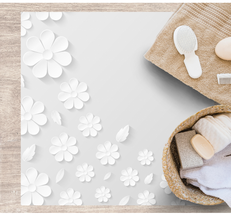 White paper flower background rug - TenStickers