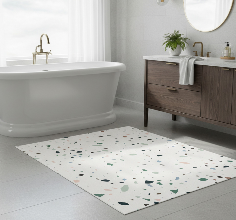 White terrazzo bathroom mat - TenStickers